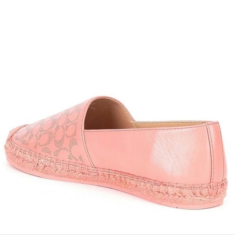 COACH CARLEY PERFORATED LEATHER LOGO ESPADRILLE SLIP-ONS, SIZE 9.5 - Picture 3 of 6